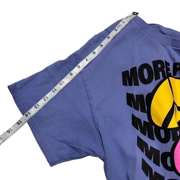 Y2K Gildan More Peace Smiley Face T-shirt Unisex Large Heavy Cotton Purple - Picture 7 of 8